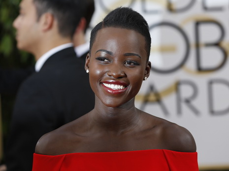 Actress Lupita Nyong'o arrives at the 71st annual Golden Globe Awards in Beverly Hills
