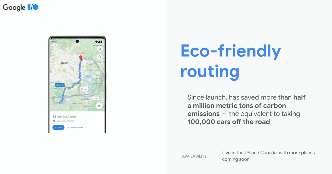 google maps eco friendly routing